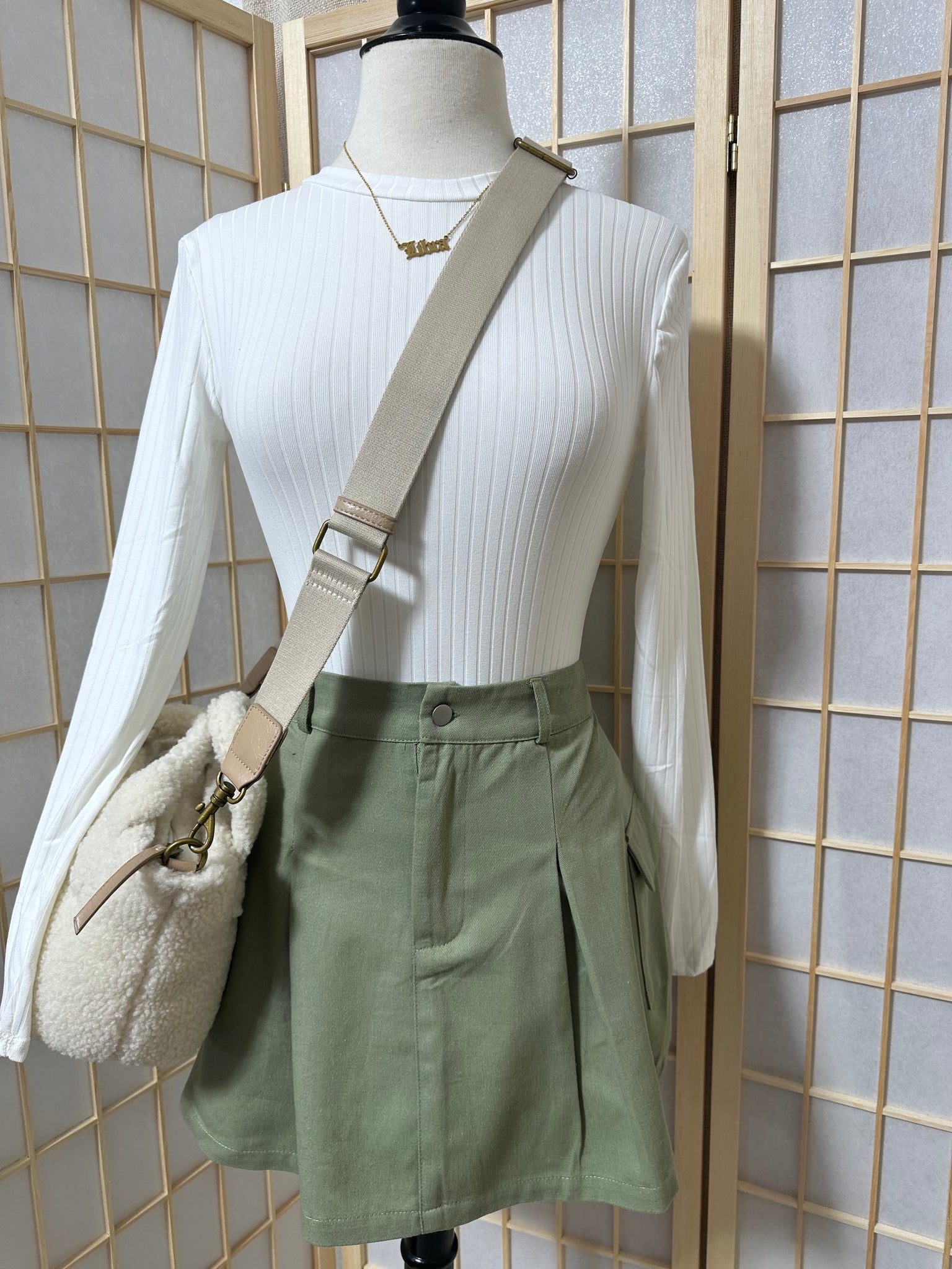 The “Addison” Cargo Skirt In Sage