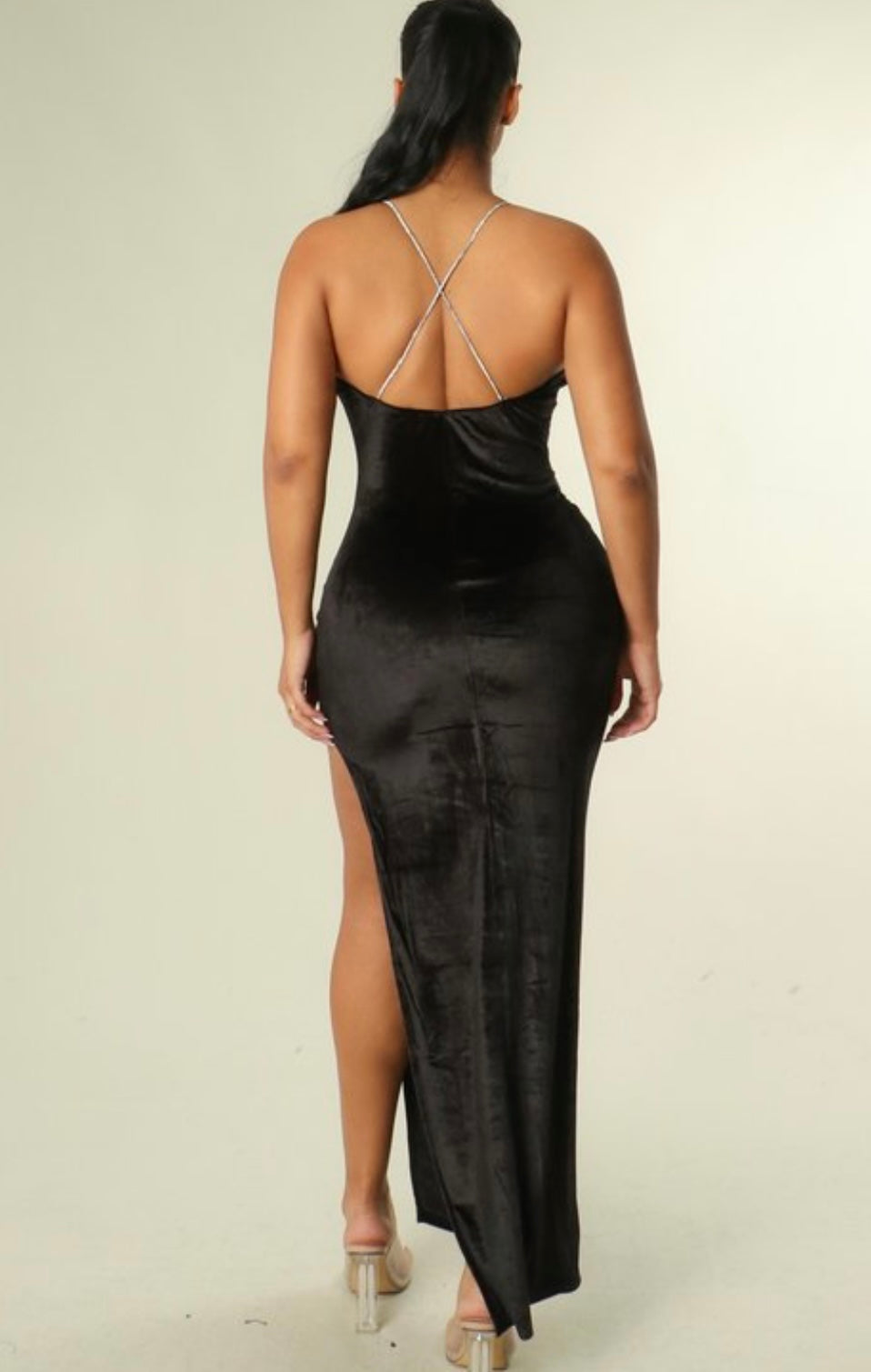 The “Elevated Glam” Velvet Dress In Black