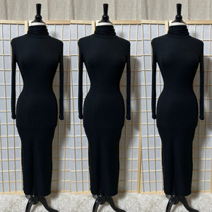 The “Jennifer” Ribbed Black Dress