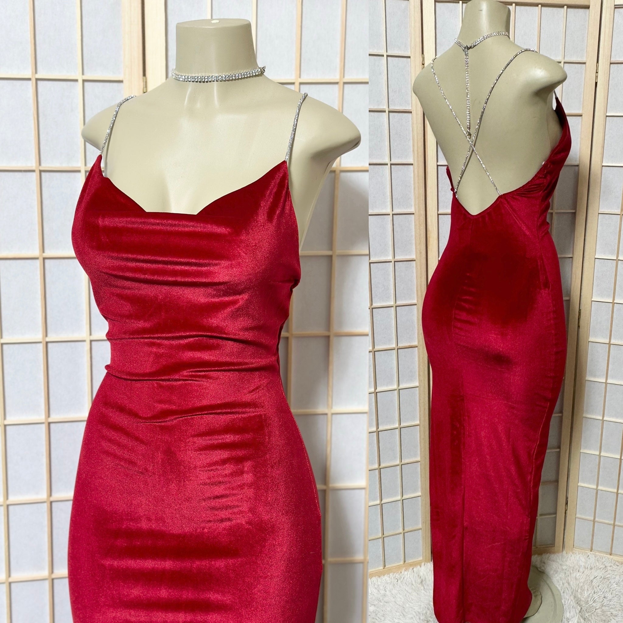 The “Elevated Glam” Velvet Gown In Red