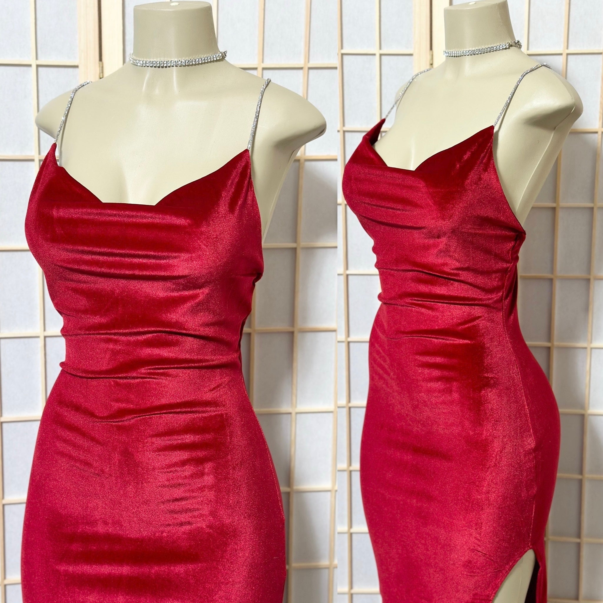 The “Elevated Glam” Velvet Gown In Red