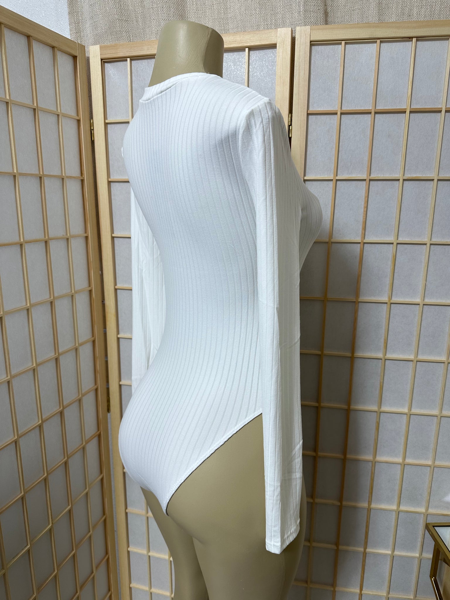 The “Nicole” Ribbed Bodysuit In Ivory