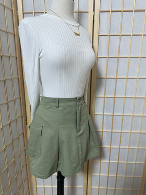 The “Addison” Cargo Skirt In Sage