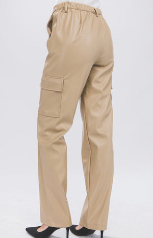The “Evelyn” Faux Leather Cargos