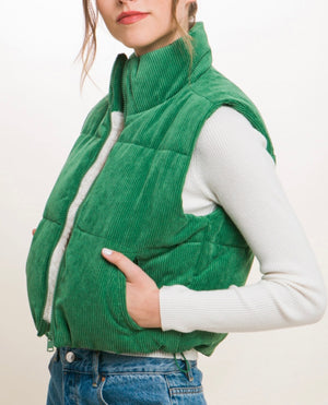 The “Kelly” Corduroy Sherpa Puffer Vest
