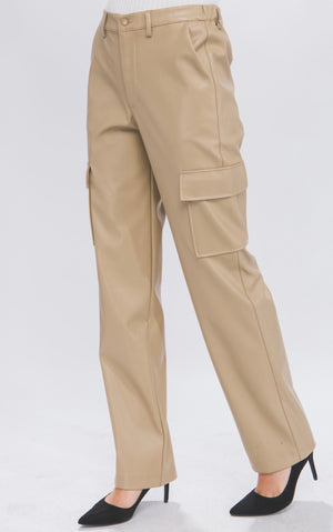 The “Evelyn” Faux Leather Cargos
