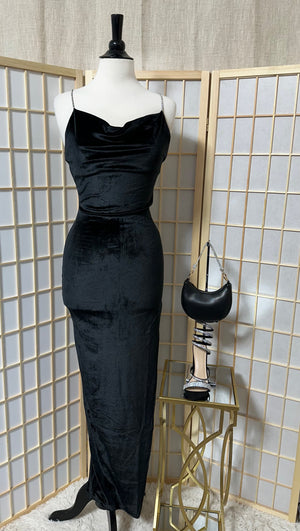 The “Elevated Glam” Velvet Dress In Black