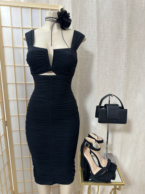 The “Glam Nights” Ruched Midi Dress