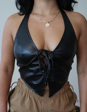 The “Sexy All Day” Faux Leather Corset Top