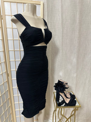 The “Glam Nights” Ruched Midi Dress