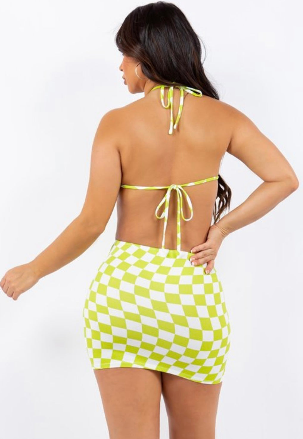 The “Neon Summer” Checkered Dress