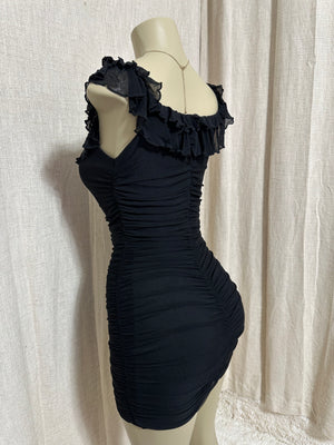 The “Ruched & Ruffles” Dress In Black