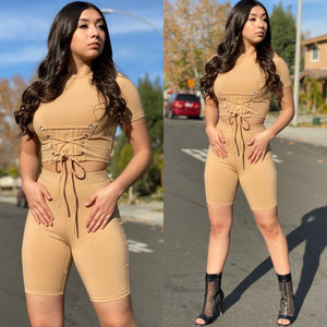 The “Baddie” Lace Up 2 Piece Set