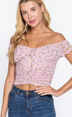 The “Jessica” Lilac Ruched Corset Style Top