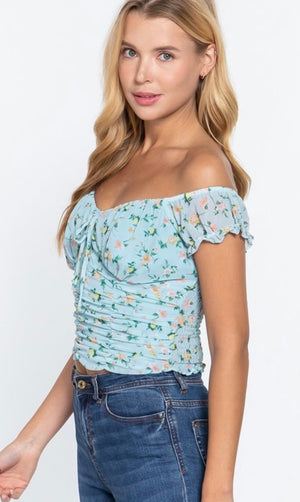 The “Jessica” Blue Floral Corset Style Top