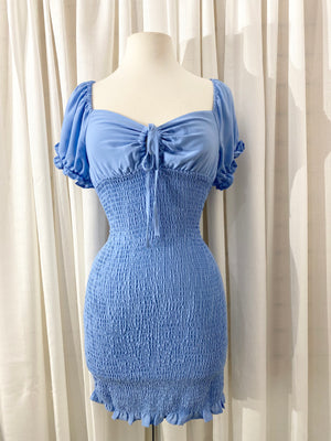 The “Luna” Smocked Dress In Blue
