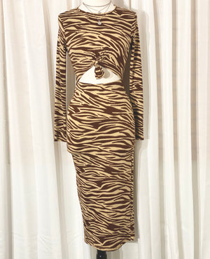 The “Khloe” Zebra Mocha Dress