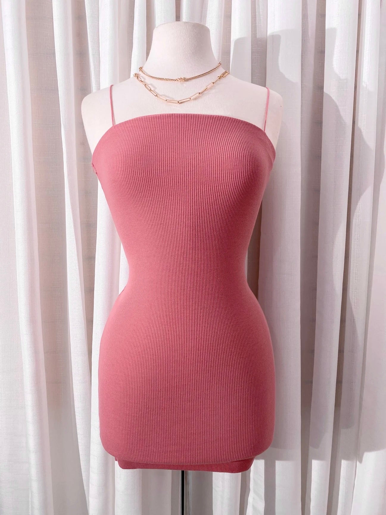 The “Layla” Ribbed Dress In Salmon