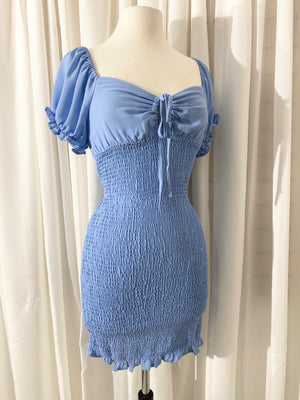 The “Luna” Smocked Dress In Blue
