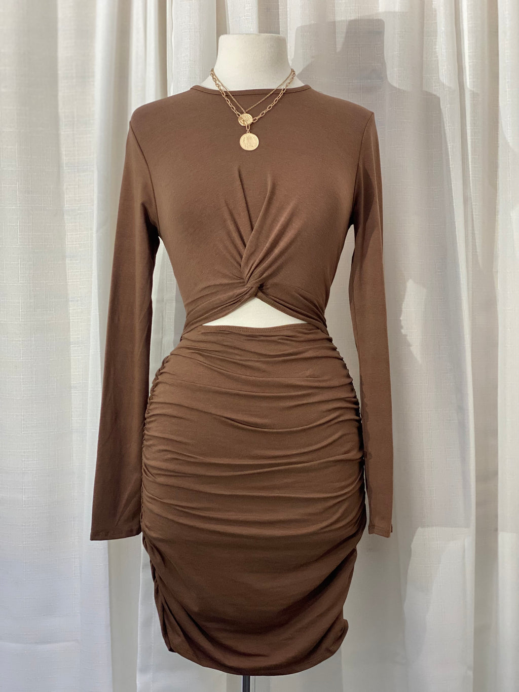 The “Elena” Ruched Midi Dress