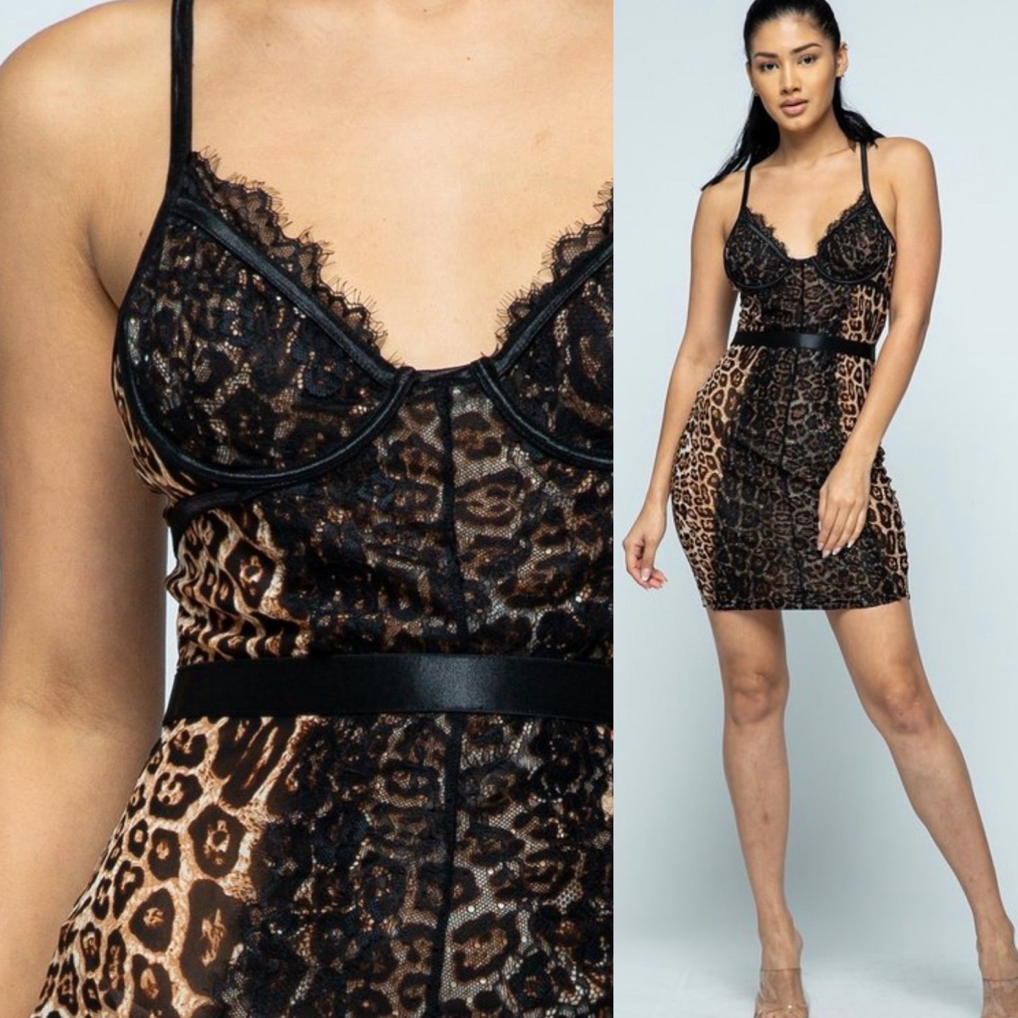 The “Black Lace” Mesh Leopard Dress