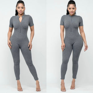 The “Perfect Fit” Jumpsuit In Charcoal Grey