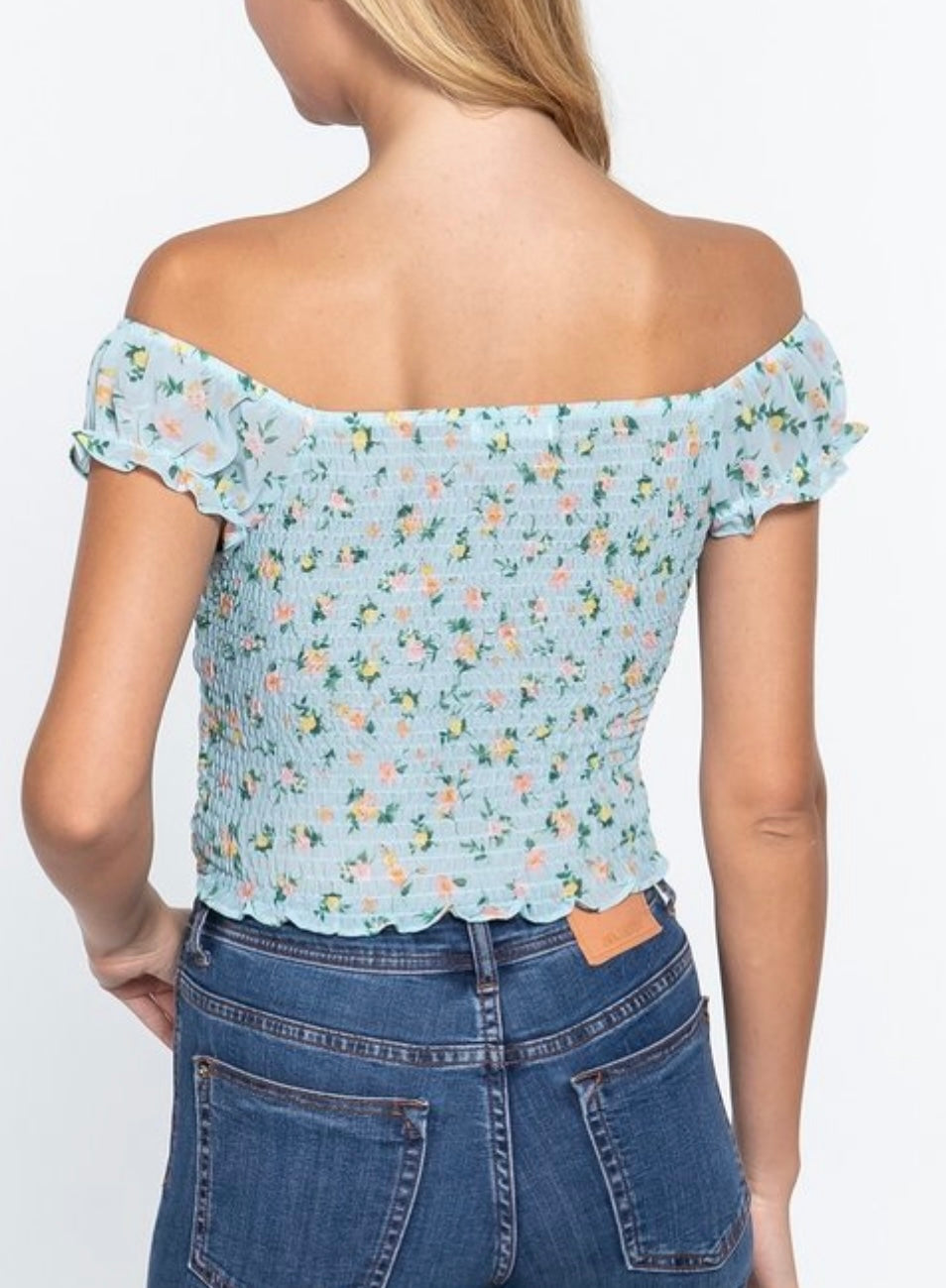 The “Jessica” Blue Floral Corset Style Top