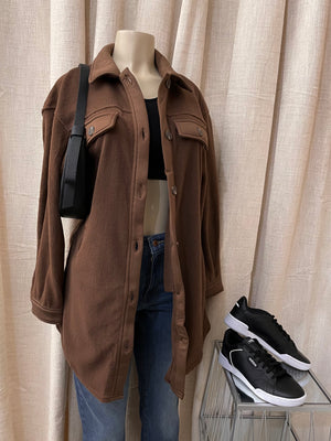 The “Forever Cozy” Oversize Shacket In Brown