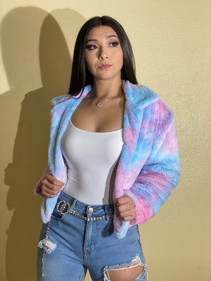 The “Cotton Candy” Faux Fur Cropped Coat