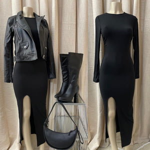 The “Kimmy” Long Sleeve Dress In Black